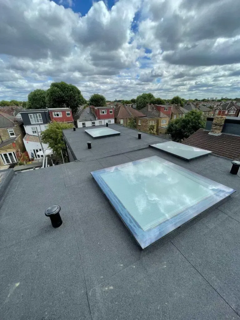 New flat roof with roof light fitted by our Brentford roofer company