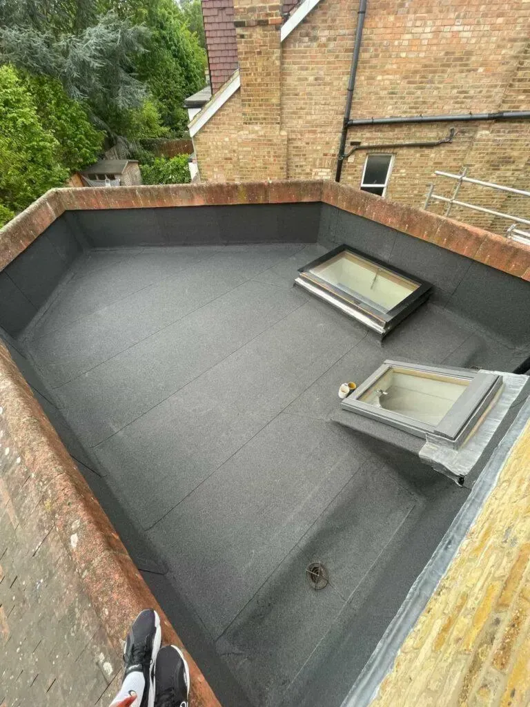 Flat roof with roof lantern completed by Ealing Roofing